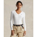 Cable-Knit Cotton V-Neck Sweater