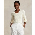 Cable-Knit Cotton V-Neck Sweater