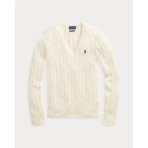 폴로 랄프로렌 Cable-Knit Cotton V-Neck Sweater