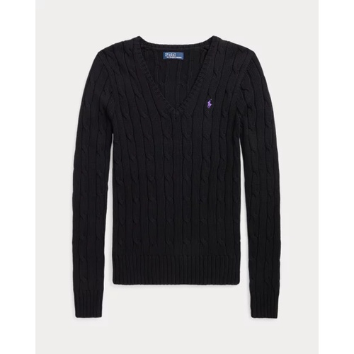 폴로 랄프로렌 Cable-Knit Cotton V-Neck Sweater