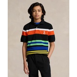 Striped Cotton Mesh Polo Shirt