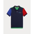 Color-Blocked Ombre-Logo Mesh Polo Shirt