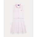 Belted Striped Knit Oxford Polo Dress