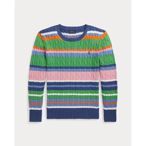 폴로 랄프로렌 Striped Cable-Knit Cotton Sweater