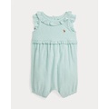 Striped Knit Oxford Bubble Shortall