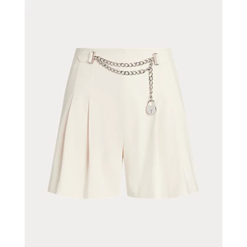 폴로 랄프로렌 Chain-Trim Pleated Cotton-Blend Short