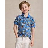 Polo Bear Paris-Print Mesh Polo Shirt