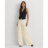 Pleated Crepe Wide-Leg Pant