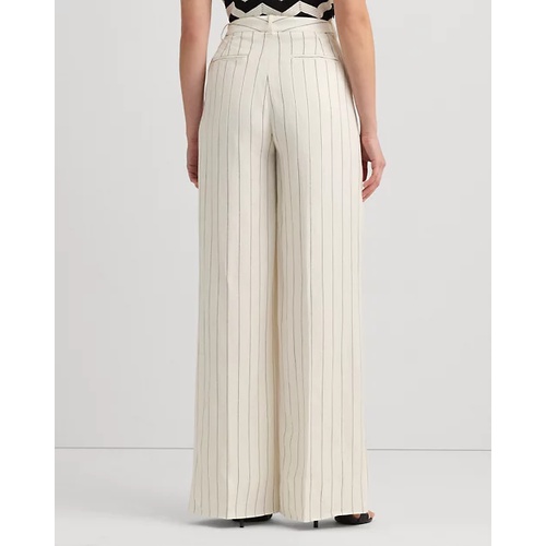 폴로 랄프로렌 Striped Linen-Blend Wide-Leg Pant