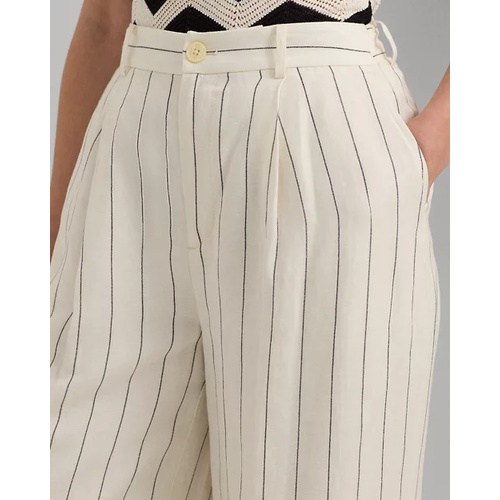 폴로 랄프로렌 Striped Linen-Blend Wide-Leg Pant