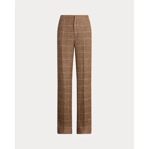 폴로 랄프로렌 Plaid Linen-Silk Straight-Leg Pant