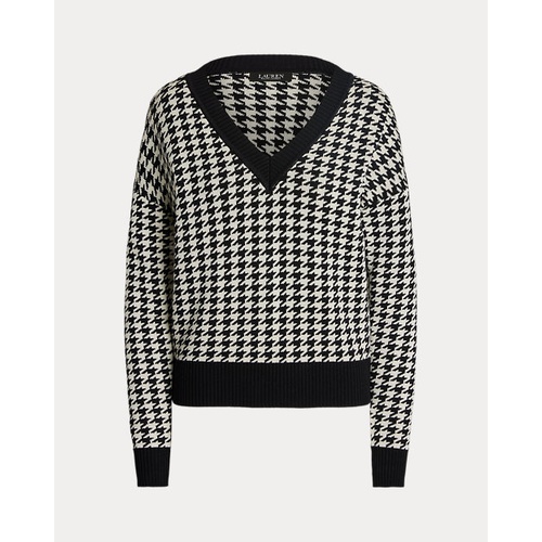 폴로 랄프로렌 Houndstooth Jacquard V-Neck Sweater