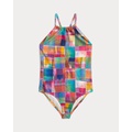 Patchwork Plaid One-Piece Swimsuit