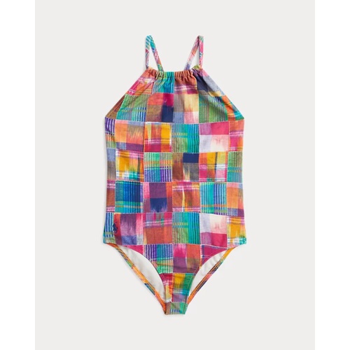 폴로 랄프로렌 Patchwork Plaid One-Piece Swimsuit