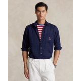 Classic Fit Flag-Embroidered Linen Shirt