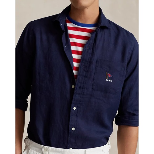 폴로 랄프로렌 Classic Fit Flag-Embroidered Linen Shirt