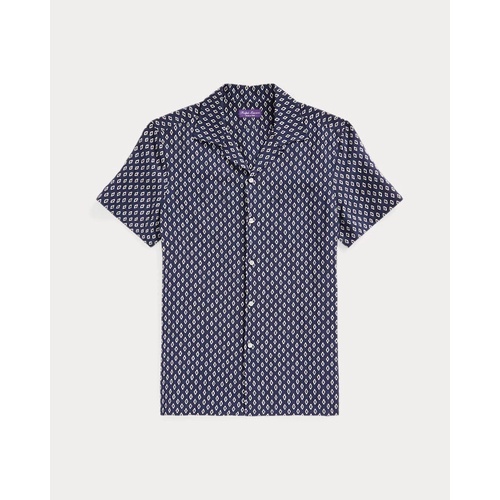 폴로 랄프로렌 Diamond-Print Linen-Silk Camp Shirt