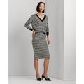 Houndstooth Jacquard Pencil Skirt