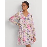 Floral Crinkle Georgette Surplice Dress