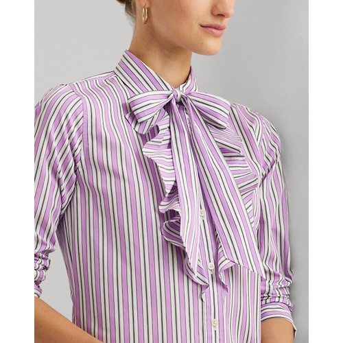 폴로 랄프로렌 Striped Broadcloth Tie-Neck Shirtdress