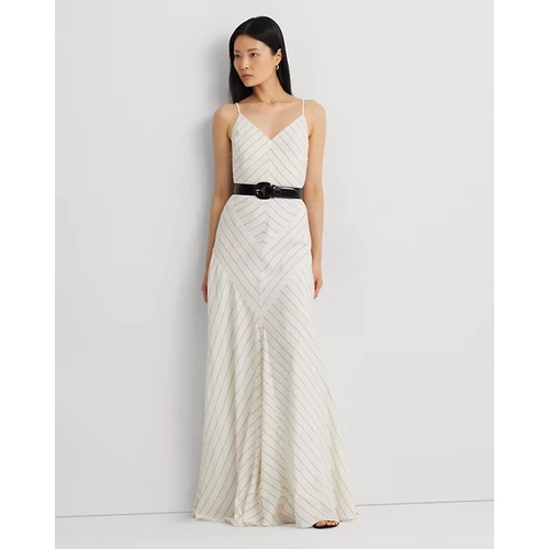 폴로 랄프로렌 Chevron Linen-Blend Sleeveless Gown