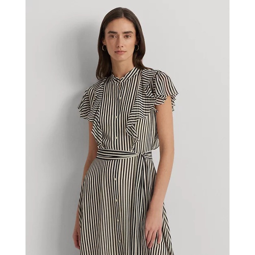 폴로 랄프로렌 Striped Belted Chiffon Shirtdress