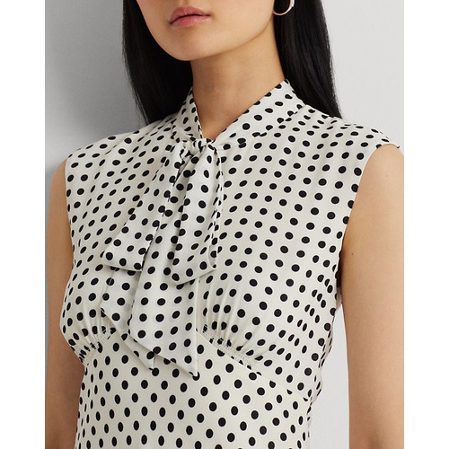 폴로 랄프로렌 Polka-Dot Georgette Tie-Neck Dress