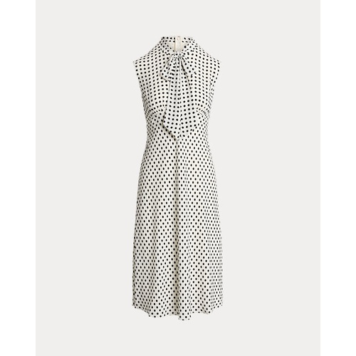 폴로 랄프로렌 Polka-Dot Georgette Tie-Neck Dress