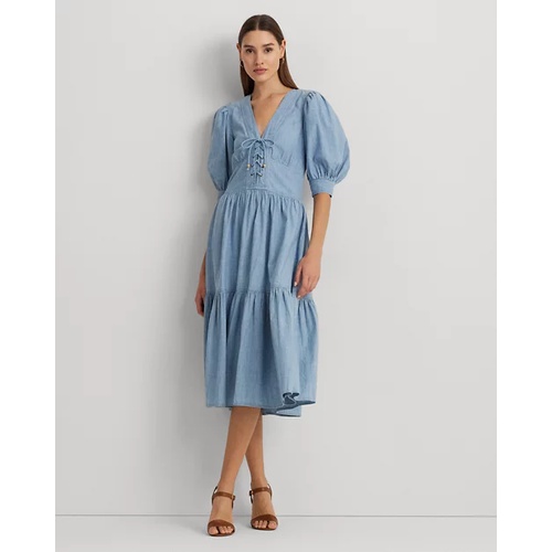 폴로 랄프로렌 Chambray Puff-Sleeve Dress