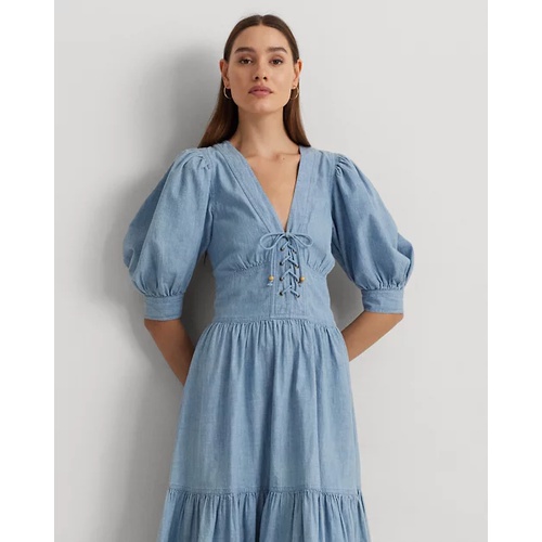 폴로 랄프로렌 Chambray Puff-Sleeve Dress