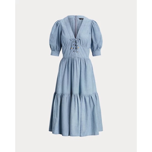 폴로 랄프로렌 Chambray Puff-Sleeve Dress