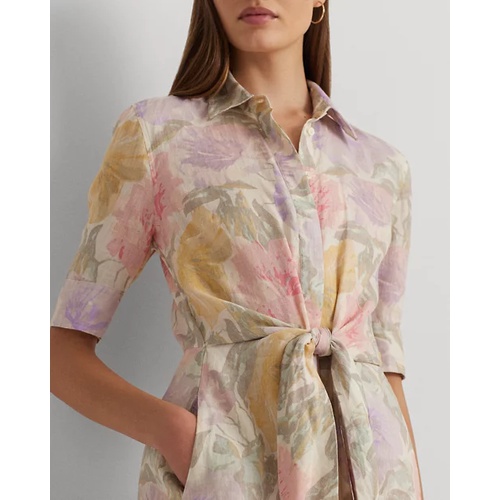 폴로 랄프로렌 Floral Tie-Front Linen Shirtdress