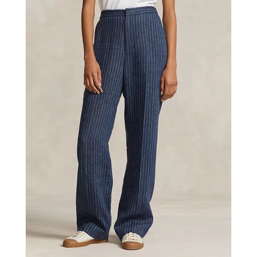 폴로 랄프로렌 Pinstripe Linen Straight-Leg Pant