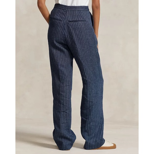 폴로 랄프로렌 Pinstripe Linen Straight-Leg Pant