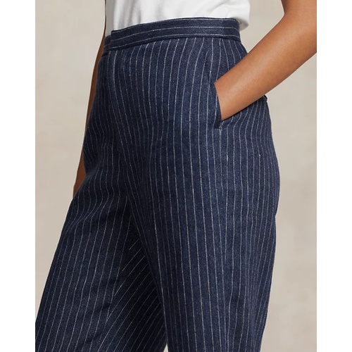 폴로 랄프로렌 Pinstripe Linen Straight-Leg Pant