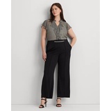 Chain-Trim Pleated Jersey Wide-Leg Pant