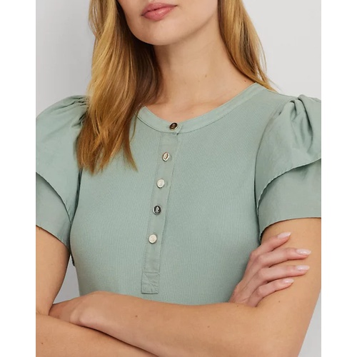 폴로 랄프로렌 Stretch Cotton Flutter-Sleeve Henley Top