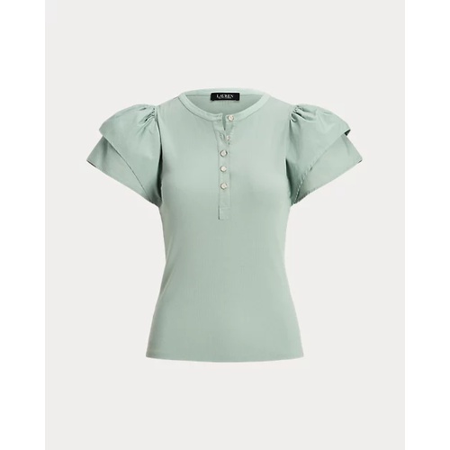 폴로 랄프로렌 Stretch Cotton Flutter-Sleeve Henley Top