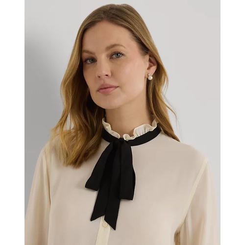 폴로 랄프로렌 Classic Fit Georgette Tie-Neck Shirt