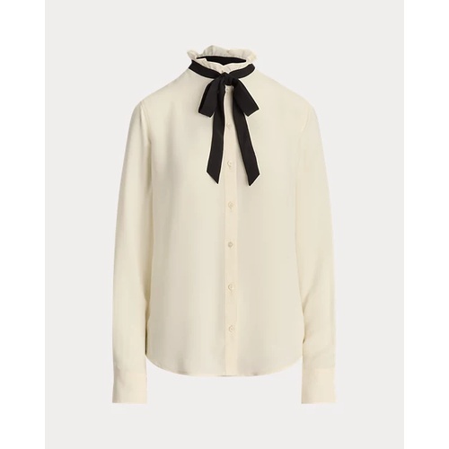 폴로 랄프로렌 Classic Fit Georgette Tie-Neck Shirt