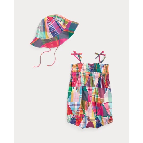 폴로 랄프로렌 Madras Bubble Shortall & Hat Set