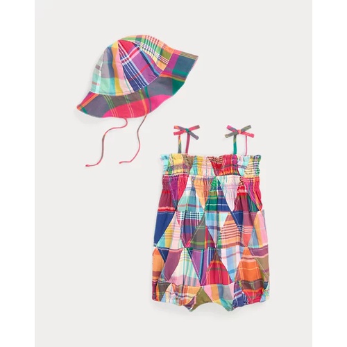 폴로 랄프로렌 Madras Bubble Shortall & Hat Set