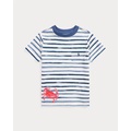 Striped Crab-Print Cotton Pocket Tee