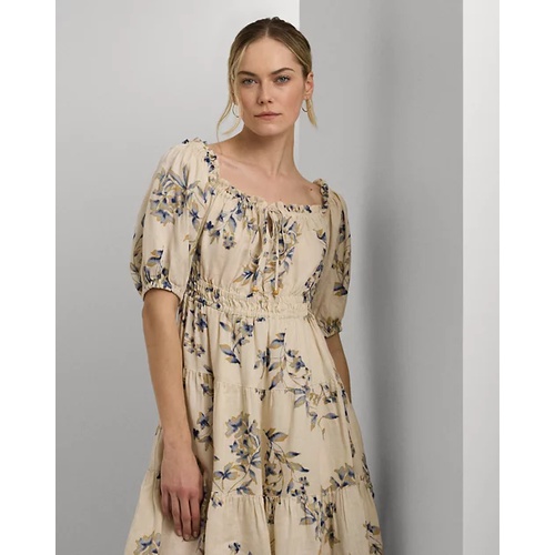 폴로 랄프로렌 Floral Linen Tie-Neck Dress