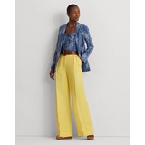 Pleated Linen-Blend Twill Wide-Leg Pant