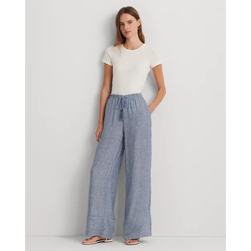 폴로 랄프로렌 Pinstripe Linen Wide-Leg Pant