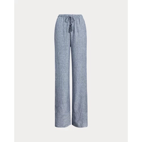 폴로 랄프로렌 Pinstripe Linen Wide-Leg Pant