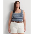 Striped Linen-Cotton Sweater Tank Top