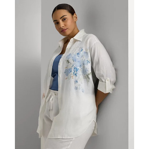 폴로 랄프로렌 Oversize Floral Eyelet-Logo Linen Shirt