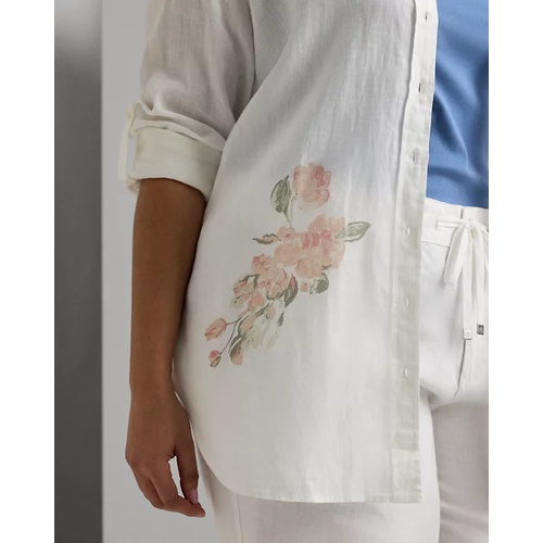 폴로 랄프로렌 Oversize Floral Eyelet-Logo Linen Shirt